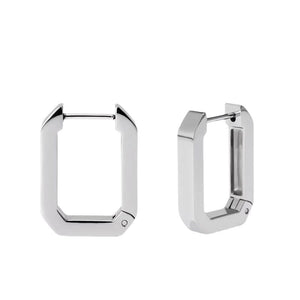 Chunky Rectangle Huggie Hoop Earrings