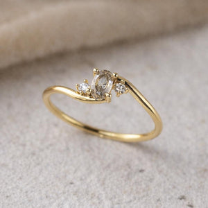 Dainty Oval CZ Gold Stacking Bypass Ring