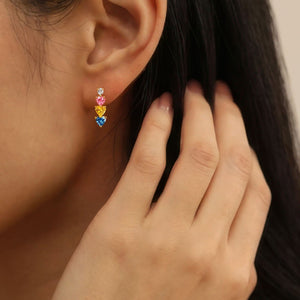 Rainbow Heart Gradient Crystal Drop Earrings