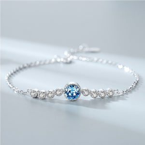 Classic Pastel Round CZ Charm Chain Bracelet