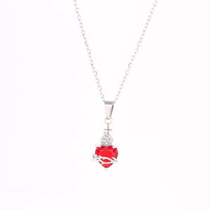 Dainty Heart Pink Cross Pendant Necklace