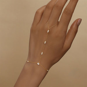 Minimalist Marquise CZ Hand Chain Bracelet
