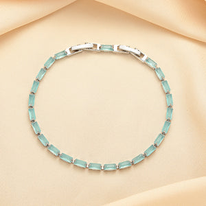 Mint Green Aqua Emerald-Cut Tennis Bracelet