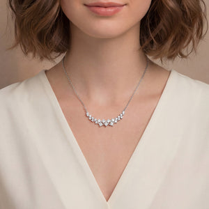 Curved Tiara Cluster Moissanite Bar Necklace