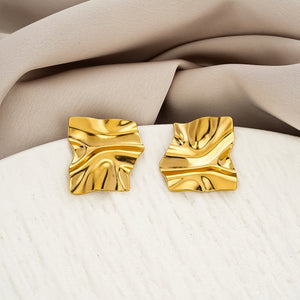 Irregular Textured Square Stud Earrings