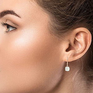 Classic Cushion-Cut Opal Drop Hoop Earrings