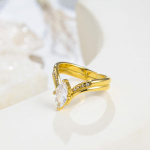 Marquise CZ Chevron V-Shaped Cocktail Ring