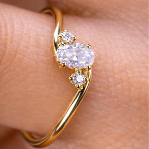 Dainty Oval CZ Gold Stacking Bypass Ring