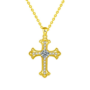 Moissanite Cross Charm Pendant Necklace