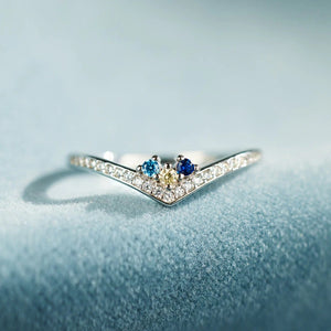 Chevron Custom Birthstone Pave Ring
