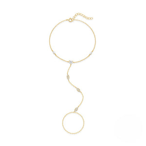 Minimalist Marquise CZ Hand Chain Bracelet