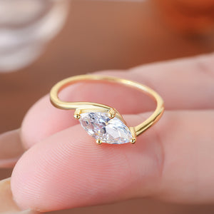 East-West Marquise-Cut CZ Solitaire Ring
