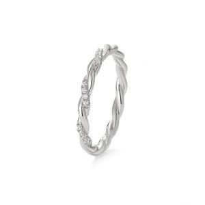 Micro Pavé Twisted Rope Stacking Band Ring