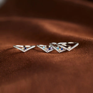 Chevron Custom Birthstone Pave Ring