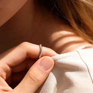 Tiny Pavé CZ Twisted Rope Stacking Band Ring