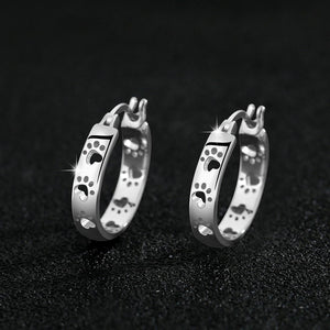 Dainty Hollow Paw Print Hoop Earrings