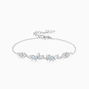 Blue Luminous Enamel Butterfly Flower Bracelet