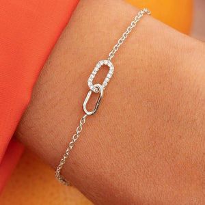 Interlocking Paperclip Link Charm Bracelet