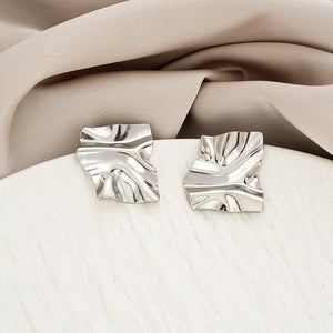 Irregular Textured Square Stud Earrings
