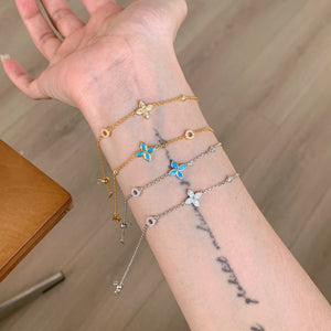 Turquoise Four Leaf Clover Stacking Bracelet