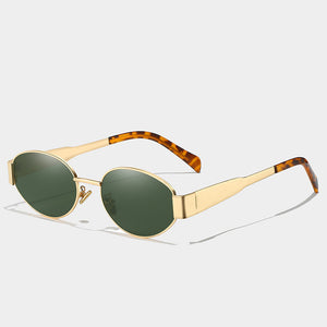 Retro Gold Black Round Oval Sunglasses