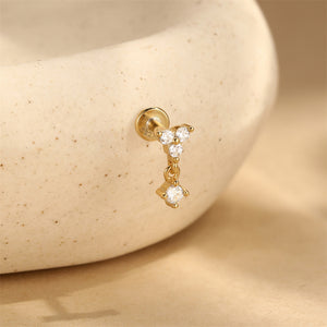 Dainty Trinity CZ Dangle Flat Back Stud Earrings