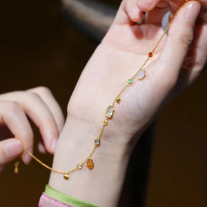 Boho Multi Crystal Beach Starfish Charm Anklet