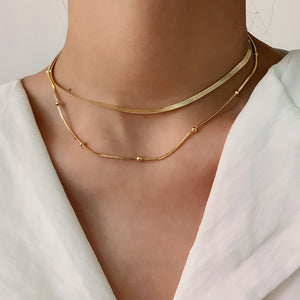 Minimalist Beaded Double Layering Necklace