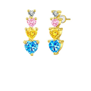 Rainbow Heart Gradient Crystal Drop Earrings