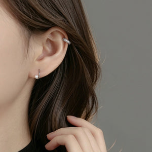Vintage Scalloped CZ Huggie Hoop Earrings