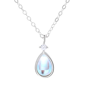 Teardrop Opalescent CZ Drop Charm Necklace