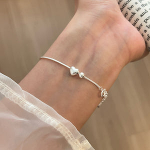 Minimalist Heart Snake Chain Charm Bracelet