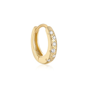 Scattered CZ Textured Huggie Hoop Earrings