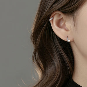 Vintage Scalloped CZ Huggie Hoop Earrings