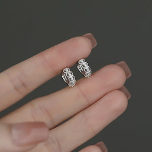Vintage Scalloped CZ Huggie Hoop Earrings