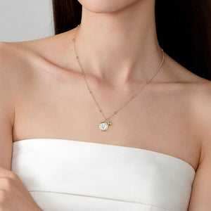 Two-Tone Medallion Coin Star Charm Necklace