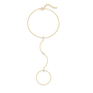Minimalist Marquise CZ Hand Chain Bracelet