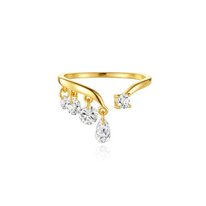 CZ Cascading Dangle Charm Statement Ring