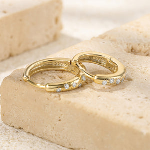 Scattered CZ Textured Huggie Hoop Earrings