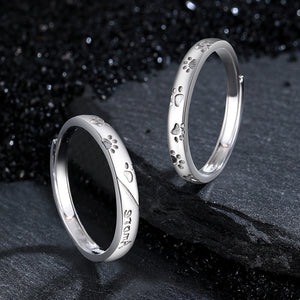 Paw Cat Matching Couple Adjustable Ring