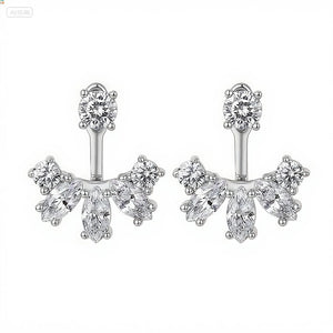 Moissanite Marquise Fan Ear Jacket Earrings