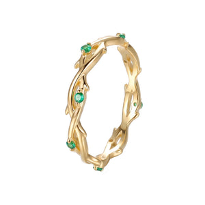 Emerald Green Thorn Vine Eternity Band Ring