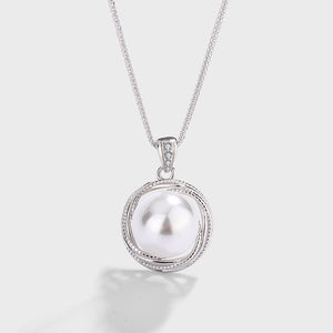Vintage Pearl Swirl Halo Pendant Necklace
