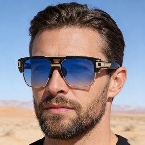 Retro Gold Black Square Frame Sunglasses