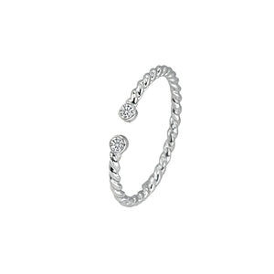 Vintage Twisted Rope Open Cuff Bezel CZ Ring