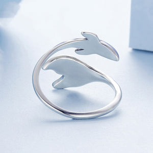 Marbled Enamel Ocean Whale Tail Bypass Ring