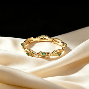 Emerald Green Thorn Vine Eternity Band Ring