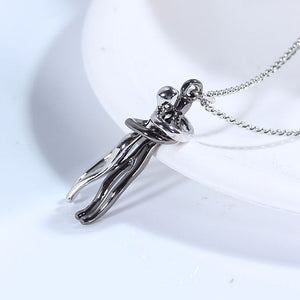 Couple Hug Two-Tone Pendant Necklace