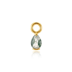 Mossy Agate Teardrop Huggie Hoop Earrings
