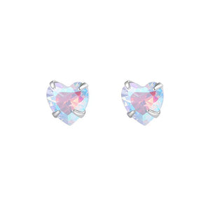 Iridescent AB Crystal CZ Heart Stud Earring
